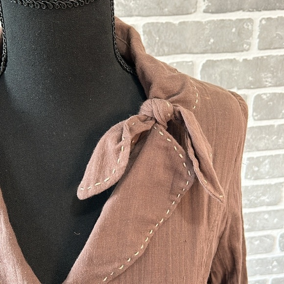 Cocoa Brown Belted Cotton Coat Dress Trench Style Women’s Size L NWT - Picture 3 of 12